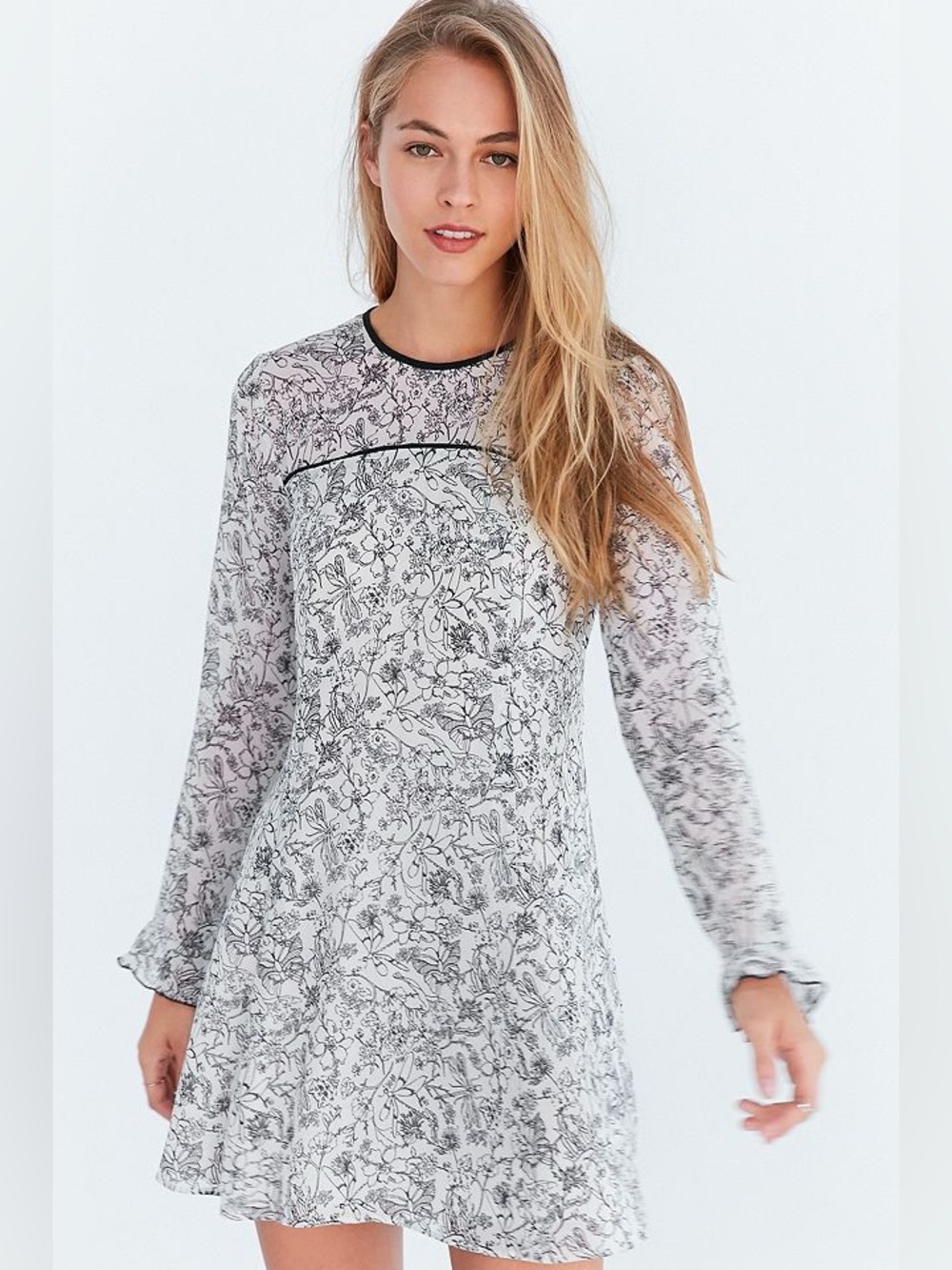 Urban Outfitters Kimchi Blue Dragonfly Sheer Yoke Mini Frock Dress